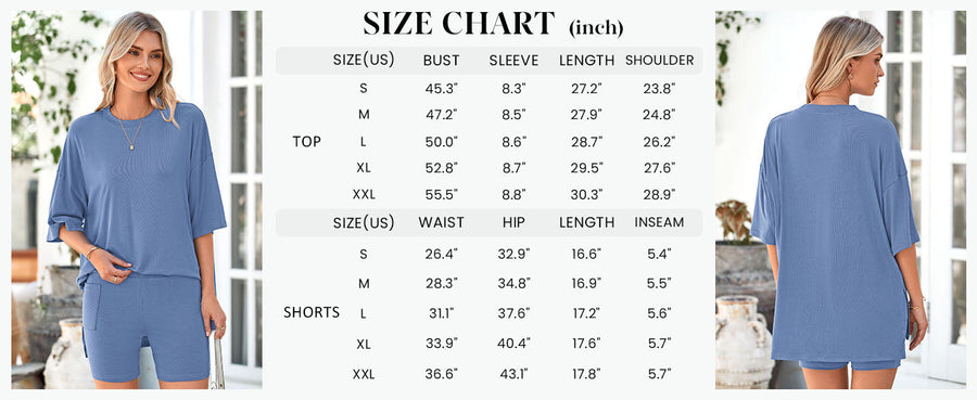 COMFYWOMEN Women's Two Piece Lounge Set Casual Oversized Shirts Shorts Matching Outfit